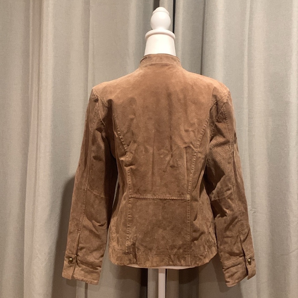 A.M.I Light Brown 100% Leather Jacket Size Large - Picture 3 of 16